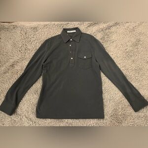 Criquet Men's Dark Gray Long Sleeve Polo Shirt